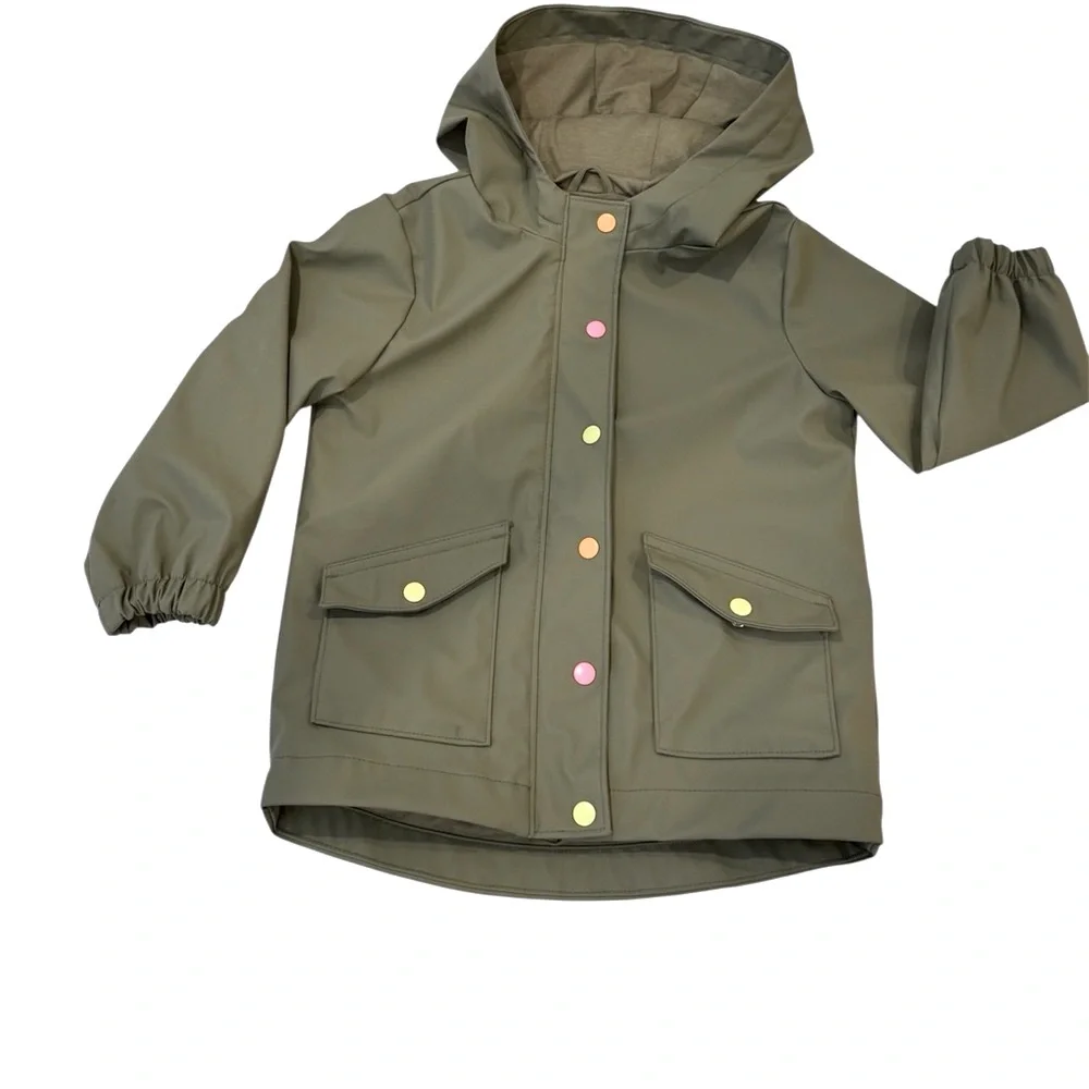 Old Navy Toddler Kids Olive Green Water Resistant Hooded  Casual Jacket 3T